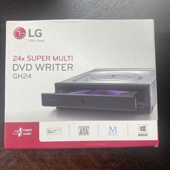 LG DVDRW 24x Super Multi SATA Drive Black GH24 GH24NSB0 DVD Writer Open Box - Picture 1 of 4